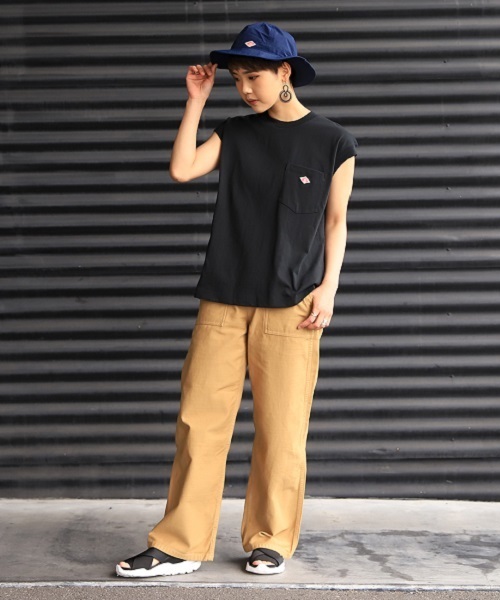 DANTON（ダントン）の「[DANTON/ダントン] ノースリーブポケットTシャツ（Tシャツ/カットソー・レディース・ホワイト/ブラック/ベージュ/ネイビー/オレンジ/グレー/ブラウン/ネイビー系/グレイッシュベージュ/サックスブルー・36）」の17枚目の写真