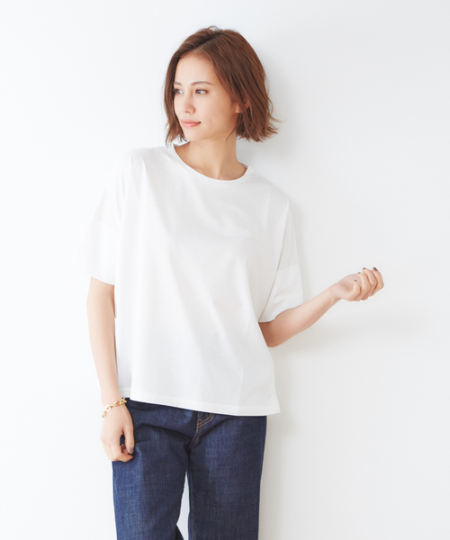 collex(コレックス)の「【接触冷感】人気色再入荷!コットン プルオーバー カットソー(Tシャツ/カットソー)」|ホワイト
