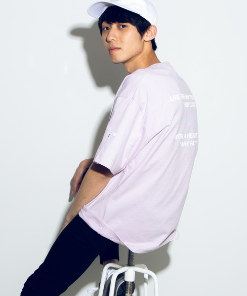 WEGO（ウィゴー）の「WEGO/ドロップショルダーシンプルロゴTシャツ（Tシャツ/カットソー・メンズ・ベージュ/パープル/ホワイト系その他/ホワイト・MEDIUM/LARGE）」の4枚目の写真