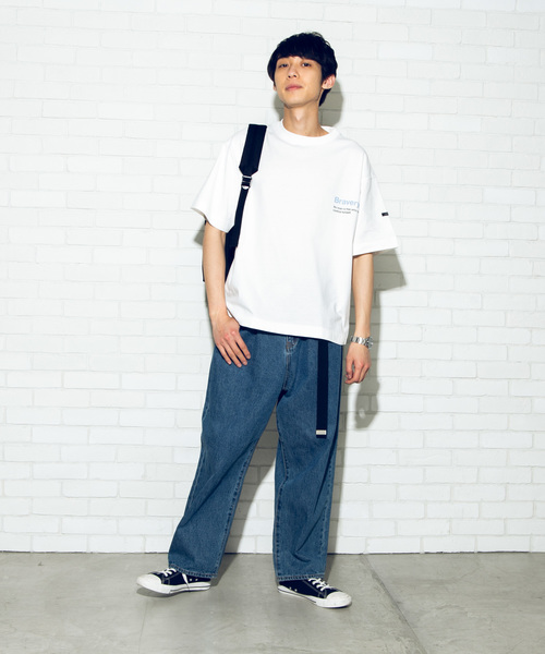 WEGO（ウィゴー）の「WEGO/ドロップショルダーシンプルロゴTシャツ（Tシャツ/カットソー・メンズ・ベージュ/パープル/ホワイト系その他/ホワイト・MEDIUM/LARGE）」の5枚目の写真