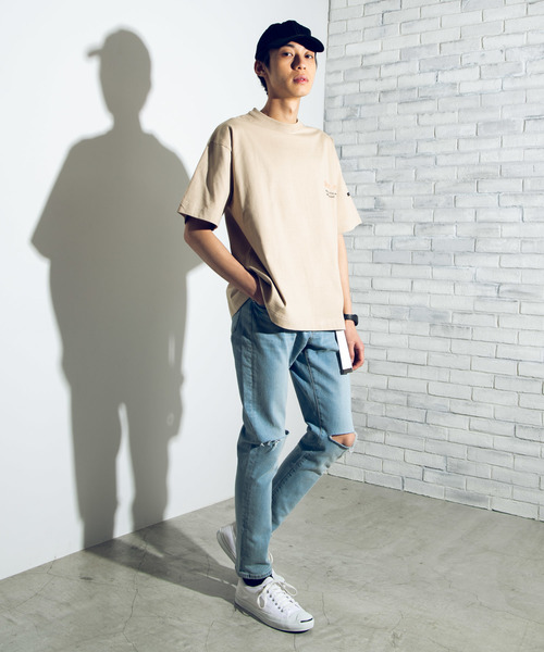 WEGO（ウィゴー）の「WEGO/ドロップショルダーシンプルロゴTシャツ（Tシャツ/カットソー・メンズ・ベージュ/パープル/ホワイト系その他/ホワイト・MEDIUM/LARGE）」の11枚目の写真