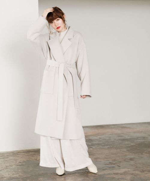 LADYMADE（レディメイド）の「リラックスロングガウンウールコート（その他アウター・レディース・ライトブルー/キャメル/ライトベージュ・FREE）」の5枚目の写真