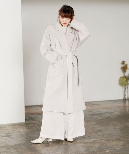 LADYMADE（レディメイド）の「リラックスロングガウンウールコート（その他アウター・レディース・ライトブルー/キャメル/ライトベージュ・FREE）」の7枚目の写真