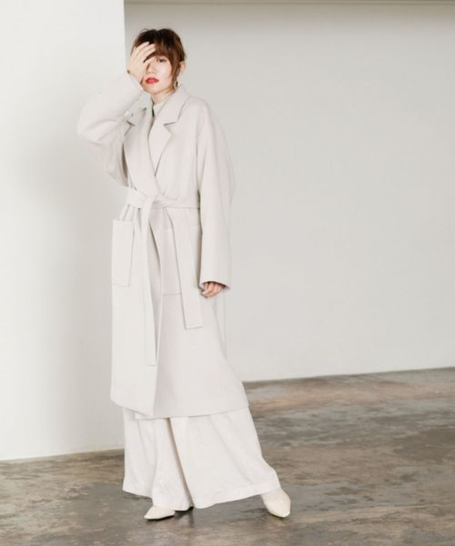 LADYMADE（レディメイド）の「リラックスロングガウンウールコート（その他アウター・レディース・ライトブルー/キャメル/ライトベージュ・FREE）」の8枚目の写真