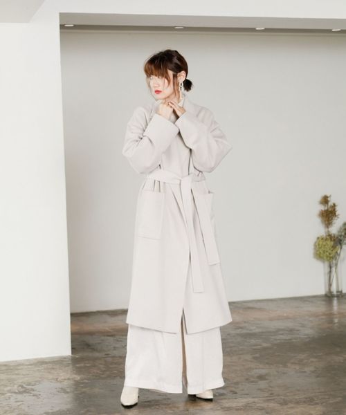 LADYMADE（レディメイド）の「リラックスロングガウンウールコート（その他アウター・レディース・ライトブルー/キャメル/ライトベージュ・FREE）」の11枚目の写真