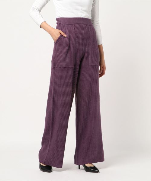 STYLEBLOCK(スタイルブロック)の「ワッフルワイドパンツ(その他パンツ・レディース・ブラック/ベージュ/パープル/モカ/キャメル/バーガンディー・M)」の1枚目の写真