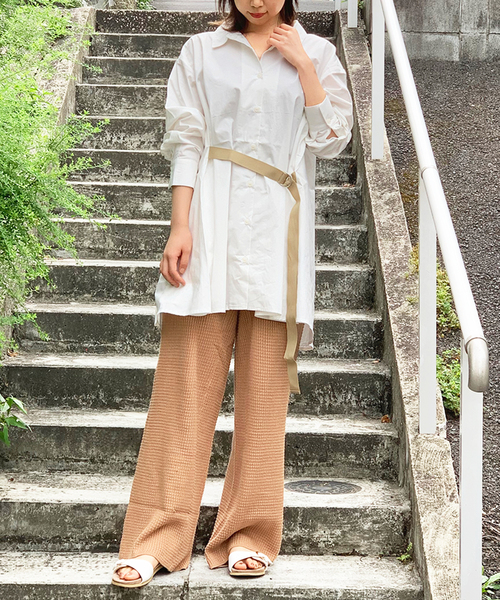 STYLEBLOCK(スタイルブロック)の「ワッフルワイドパンツ(その他パンツ・レディース・ブラック/ベージュ/パープル/モカ/キャメル/バーガンディー・M)」の9枚目の写真