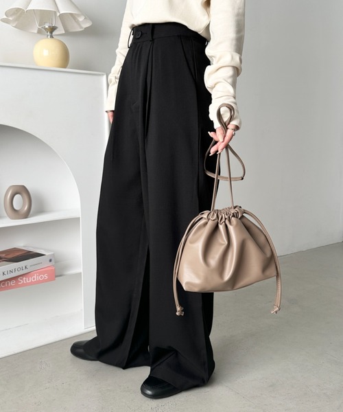 CLEA（クレア）の「2wayPU巾着ミニショルダーバッグ（ショルダーバッグ・レディース・ブラック/ベージュ/アイボリー/グレイッシュベージュ/オフホワイト・FREE）」の14枚目の写真