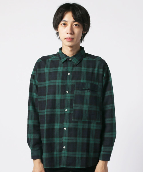 AFFA グリーン ブラック チェックネルシャツ ブロックチェック ネルシャツ FN-SNR-101L | THE FLAT HEAD