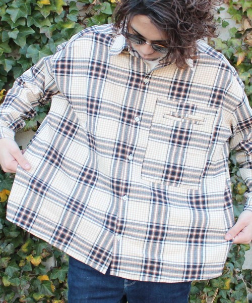 SHISKY（シスキー）の「チェック柄BIGネルシャツ（シャツ/ブラウス・メンズ・ベージュ系その他/グリーン系その他/ブルー系その他/レッド系その他/ベージュ系その他2・FREE）」の16枚目の写真