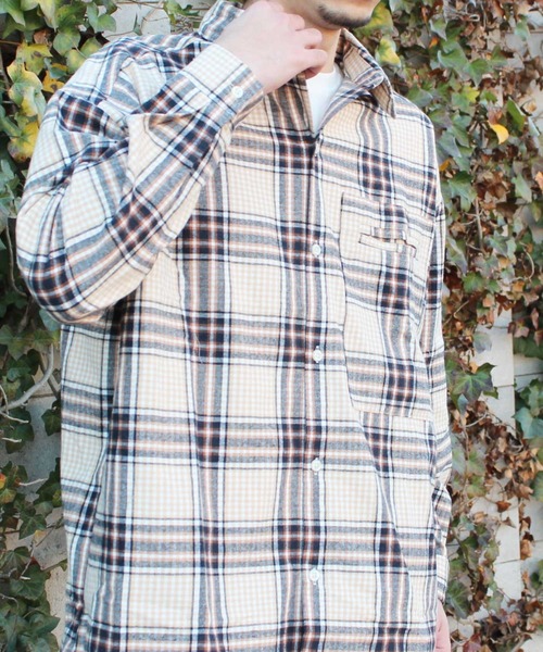 SHISKY（シスキー）の「チェック柄BIGネルシャツ（シャツ/ブラウス・メンズ・ベージュ系その他/グリーン系その他/ブルー系その他/レッド系その他/ベージュ系その他2・FREE）」の15枚目の写真