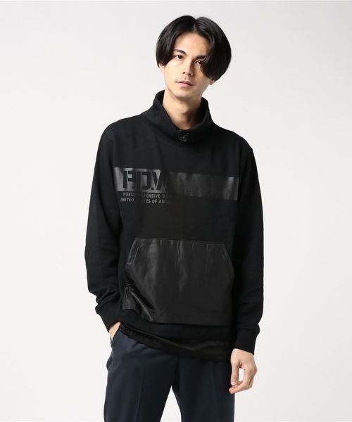 AVIREX(アヴィレックス)の「PDW/トレーニングハイネックスウェット/TRAINING HIGH NECK SWEAT(Tシャツ/カットソー)」|ブラック