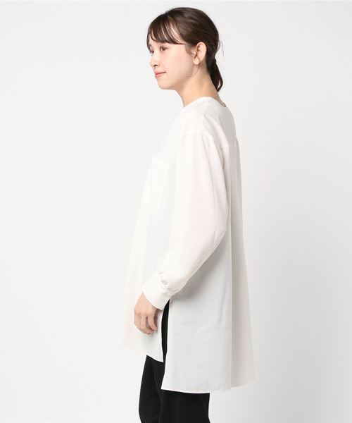 NOLLEY’S Sophi(ノーリーズソフィ)の「ポケットオープンブラウス(シャツ/ブラウス・レディース・オフホワイト/ブラウン/ライトカーキ・38)」の18枚目の写真