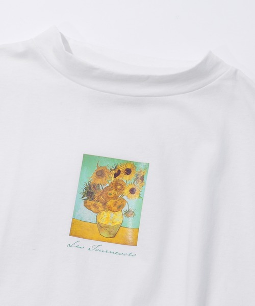 Chaco closet(チャコ クローゼット)の「別注ARTプリントモックチュニックフレンチスリーブアートTシャツ(Tシャツ/カットソー・レディース・ホワイト/ライトベージュ/ブラック・FREE)」の11枚目の写真