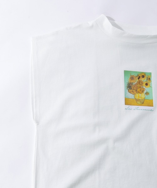 Chaco closet(チャコ クローゼット)の「別注ARTプリントモックチュニックフレンチスリーブアートTシャツ(Tシャツ/カットソー・レディース・ホワイト/ライトベージュ/ブラック・FREE)」の13枚目の写真