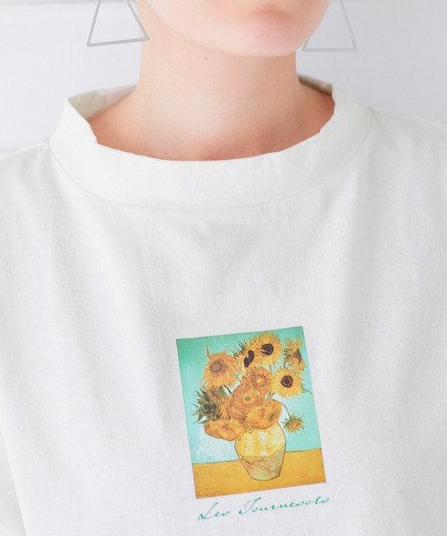 Chaco closet(チャコ クローゼット)の「別注ARTプリントモックチュニックフレンチスリーブアートTシャツ(Tシャツ/カットソー・レディース・ホワイト/ライトベージュ/ブラック・FREE)」の15枚目の写真