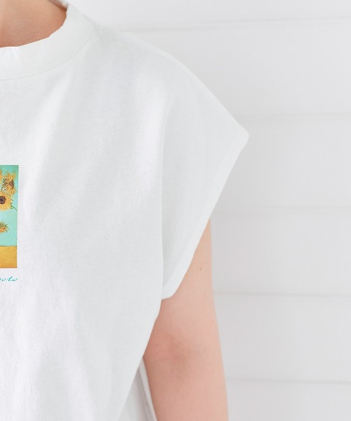 Chaco closet(チャコ クローゼット)の「別注ARTプリントモックチュニックフレンチスリーブアートTシャツ(Tシャツ/カットソー・レディース・ホワイト/ライトベージュ/ブラック・FREE)」の17枚目の写真