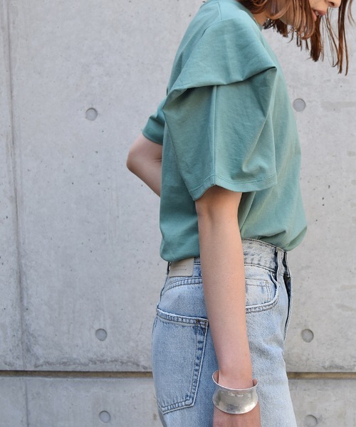 Marient(マリエント)の「スリーブタックTシャツ/Tee(Tシャツ/カットソー・レディース・ホワイト/グリーン・FREE)」の12枚目の写真