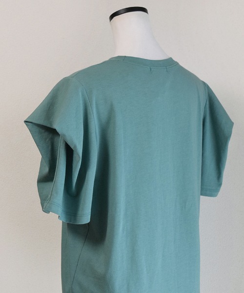 Marient(マリエント)の「スリーブタックTシャツ/Tee(Tシャツ/カットソー・レディース・ホワイト/グリーン・FREE)」の5枚目の写真
