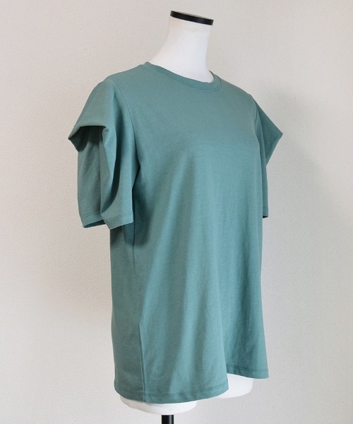 Marient(マリエント)の「スリーブタックTシャツ/Tee(Tシャツ/カットソー・レディース・ホワイト/グリーン・FREE)」の7枚目の写真