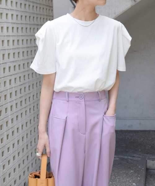 Marient(マリエント)の「スリーブタックTシャツ/Tee(Tシャツ/カットソー・レディース・ホワイト/グリーン・FREE)」の14枚目の写真