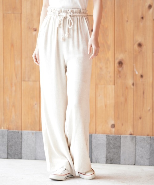 縄紐ベルト麻レーヨンワイドパンツ パンツ Rps アールピーエス