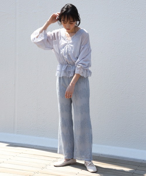 one after another NICE CLAUP（ワンアフターアナザーナイスクラップ）の「vintage風レースブラウス（シャツ/ブラウス・レディース・モカ/ベージュ/サックスブルー・FREE）」の14枚目の写真