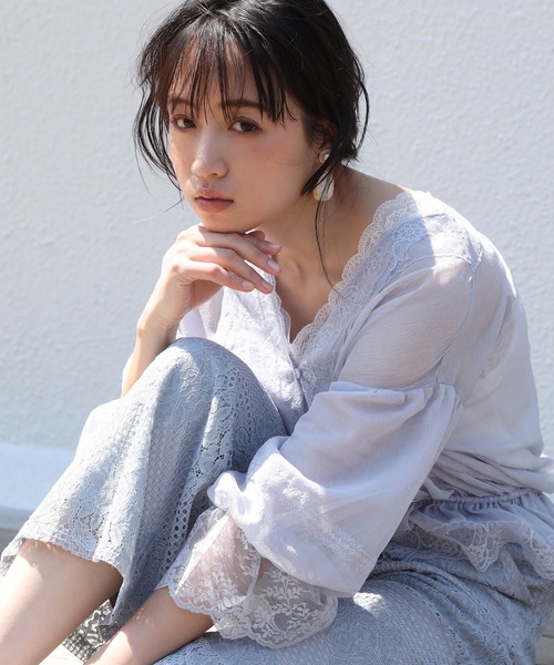 one after another NICE CLAUP（ワンアフターアナザーナイスクラップ）の「vintage風レースブラウス（シャツ/ブラウス・レディース・モカ/ベージュ/サックスブルー・FREE）」の8枚目の写真