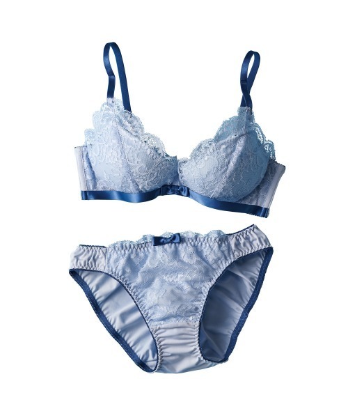 YU'NOW（ユナウ）の「【選べるデザイン！ノンワイヤーでラクちん谷間メイク】ぷるるん谷間のノンワイヤーブラ＆ショーツセット（ブラ&ショーツ・レディース・ブルー/ブルー系その他/ラベンダー/ピンク/オフホワイト/ワイン/ホワイト×グリーン/ホワイト×ブラック・AA65M/B65M/F75L/E70M/A75M/B75L/E80L/A65M/F70M/D80L/B70M/G70M/AA70M/B75M/C65M/G75L/G80L/C80L/F80L/C75M/C75L/C70M/D75L/D70M/E75L/A70M）」の11枚目の写真