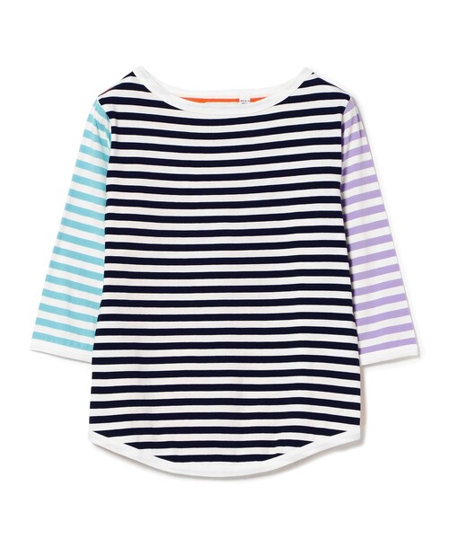 セール】1cmボーダー ボートネック7分袖（Tシャツ/カットソー