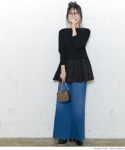 coca（coca）（コカ）の「ニットドッキングトップス（ニット/セーター・レディース・ブラック・ONE SIZE）」の4枚目の写真