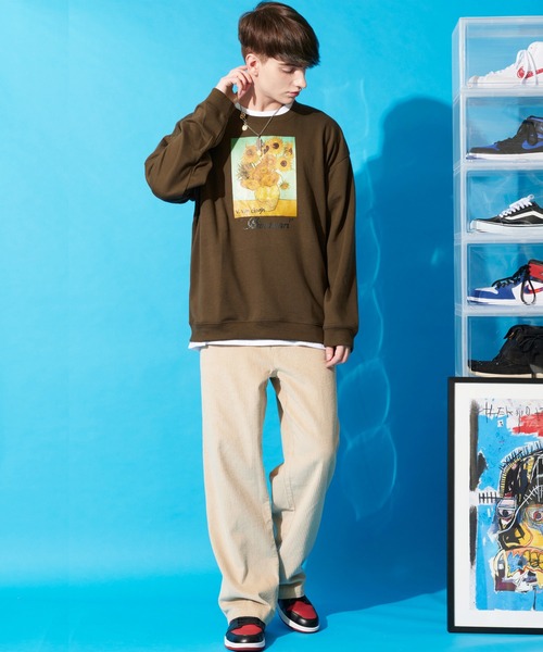 ８(eight)（エイト）の「ビッグ スウェット トレーナー ヒマワリ 絵画（スウェット・メンズ・ブラック/ベージュ/ブラウン・MEDIUM/X-LARGE/LARGE）」の11枚目の写真