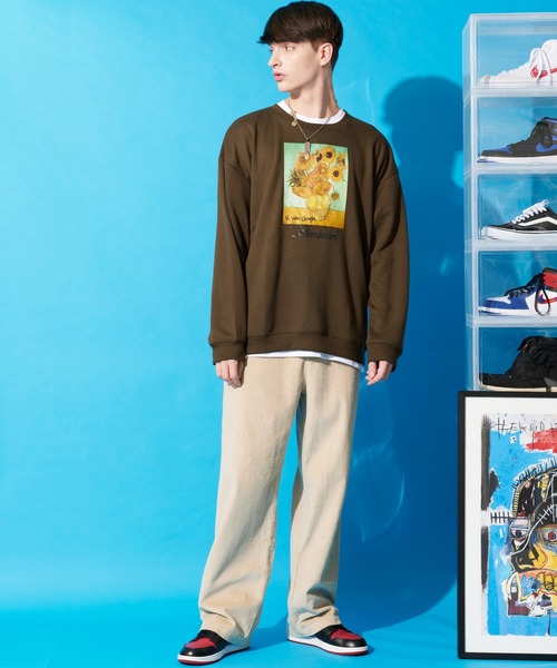 ８(eight)（エイト）の「ビッグ スウェット トレーナー ヒマワリ 絵画（スウェット・メンズ・ブラック/ベージュ/ブラウン・MEDIUM/X-LARGE/LARGE）」の15枚目の写真