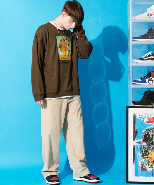 ８(eight)（エイト）の「ビッグ スウェット トレーナー ヒマワリ 絵画（スウェット・メンズ・ブラック/ベージュ/ブラウン・MEDIUM/X-LARGE/LARGE）」の16枚目の写真