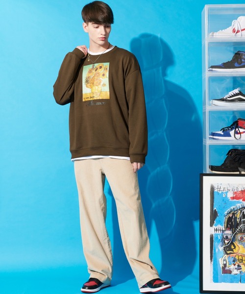 ８(eight)（エイト）の「ビッグ スウェット トレーナー ヒマワリ 絵画（スウェット・メンズ・ブラック/ベージュ/ブラウン・MEDIUM/X-LARGE/LARGE）」の17枚目の写真