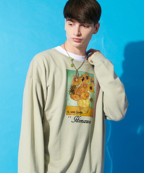 ８(eight)（エイト）の「ビッグ スウェット トレーナー ヒマワリ 絵画（スウェット・メンズ・ブラック/ベージュ/ブラウン・MEDIUM/X-LARGE/LARGE）」の18枚目の写真