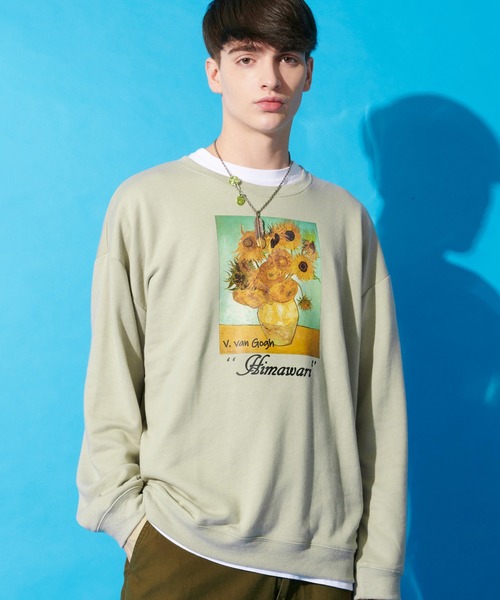 ８(eight)（エイト）の「ビッグ スウェット トレーナー ヒマワリ 絵画（スウェット・メンズ・ブラック/ベージュ/ブラウン・MEDIUM/X-LARGE/LARGE）」の19枚目の写真