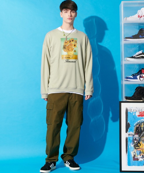 ８(eight)（エイト）の「ビッグ スウェット トレーナー ヒマワリ 絵画（スウェット・メンズ・ブラック/ベージュ/ブラウン・MEDIUM/X-LARGE/LARGE）」の20枚目の写真