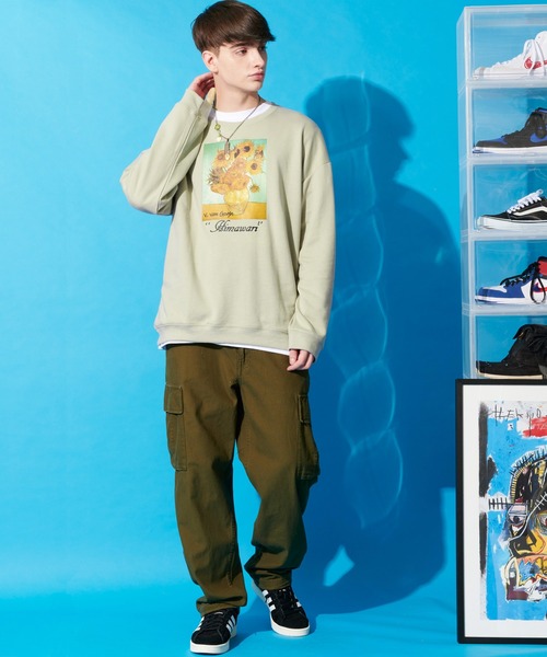 ８(eight)（エイト）の「ビッグ スウェット トレーナー ヒマワリ 絵画（スウェット・メンズ・ブラック/ベージュ/ブラウン・MEDIUM/X-LARGE/LARGE）」の21枚目の写真