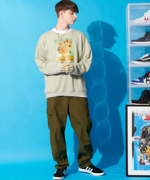 ８(eight)（エイト）の「ビッグ スウェット トレーナー ヒマワリ 絵画（スウェット・メンズ・ブラック/ベージュ/ブラウン・MEDIUM/X-LARGE/LARGE）」の22枚目の写真