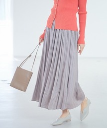 abahouse mavie | ecru レザーライクサテンプリーツスカート(スカート)