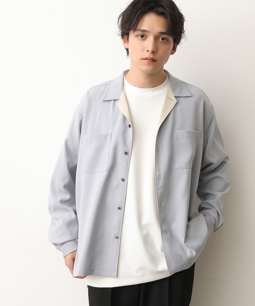 JUNRED(ジュンレッド)の「ドレープオープンカラーシャツ(シャツ/ブラウス・メンズ・ベージュ/ライトグリーン/ブラック/サックスブルー・S/M/L)」の4枚目の写真