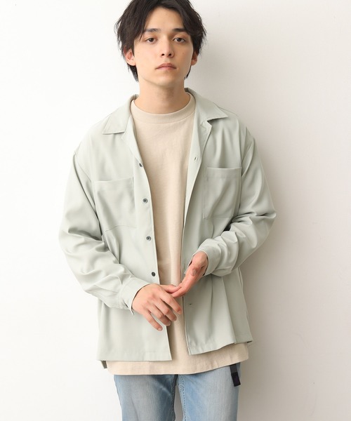 JUNRED(ジュンレッド)の「ドレープオープンカラーシャツ(シャツ/ブラウス・メンズ・ベージュ/ライトグリーン/ブラック/サックスブルー・S/M/L)」の3枚目の写真