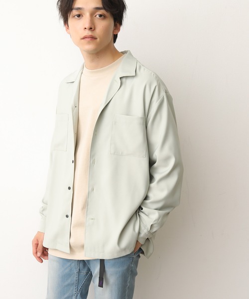 JUNRED(ジュンレッド)の「ドレープオープンカラーシャツ(シャツ/ブラウス・メンズ・ベージュ/ライトグリーン/ブラック/サックスブルー・S/M/L)」の17枚目の写真