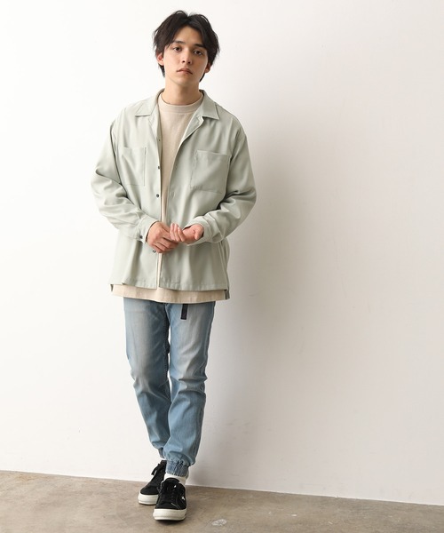 JUNRED(ジュンレッド)の「ドレープオープンカラーシャツ(シャツ/ブラウス・メンズ・ベージュ/ライトグリーン/ブラック/サックスブルー・S/M/L)」の15枚目の写真