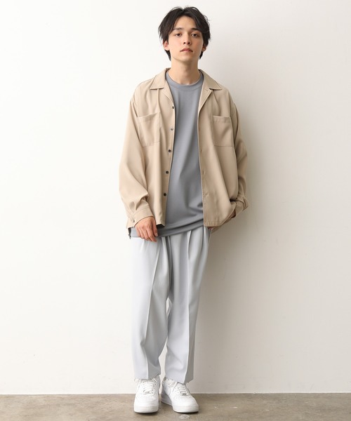 JUNRED(ジュンレッド)の「ドレープオープンカラーシャツ(シャツ/ブラウス・メンズ・ベージュ/ライトグリーン/ブラック/サックスブルー・S/M/L)」の12枚目の写真