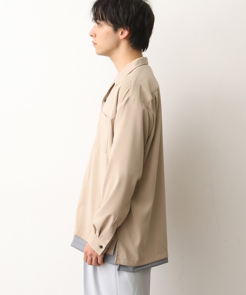 JUNRED(ジュンレッド)の「ドレープオープンカラーシャツ(シャツ/ブラウス・メンズ・ベージュ/ライトグリーン/ブラック/サックスブルー・S/M/L)」の10枚目の写真