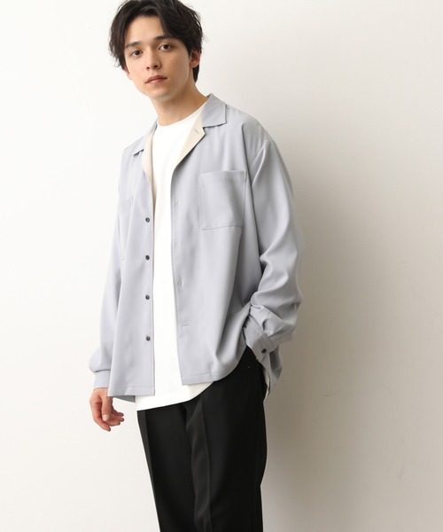 JUNRED(ジュンレッド)の「ドレープオープンカラーシャツ(シャツ/ブラウス・メンズ・ベージュ/ライトグリーン/ブラック/サックスブルー・S/M/L)」の21枚目の写真