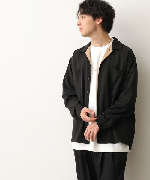 JUNRED(ジュンレッド)の「ドレープオープンカラーシャツ(シャツ/ブラウス・メンズ・ベージュ/ライトグリーン/ブラック/サックスブルー・S/M/L)」の19枚目の写真