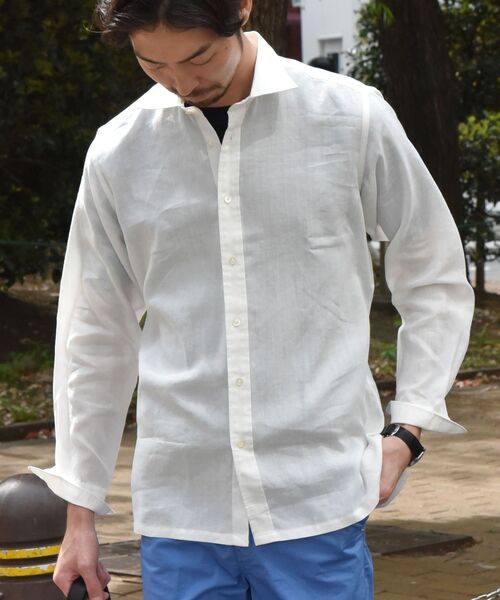 160番プレミアムラミーツイル　メンズライクシャツブラウス STYLEBLOCK ブラウス シャツ ツイルウエストベルトミリタリー